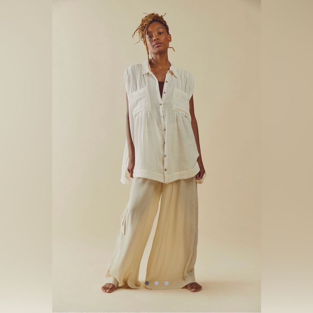 Free People Not So Basic Shirtdress Tunic, size XS, color Powder Sand